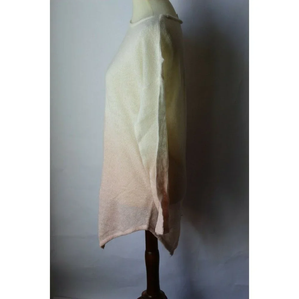 Two by Vince Camuto  Dip Dyed Asymmetrical Hem Sweater Rose Buff NEW Medium_3